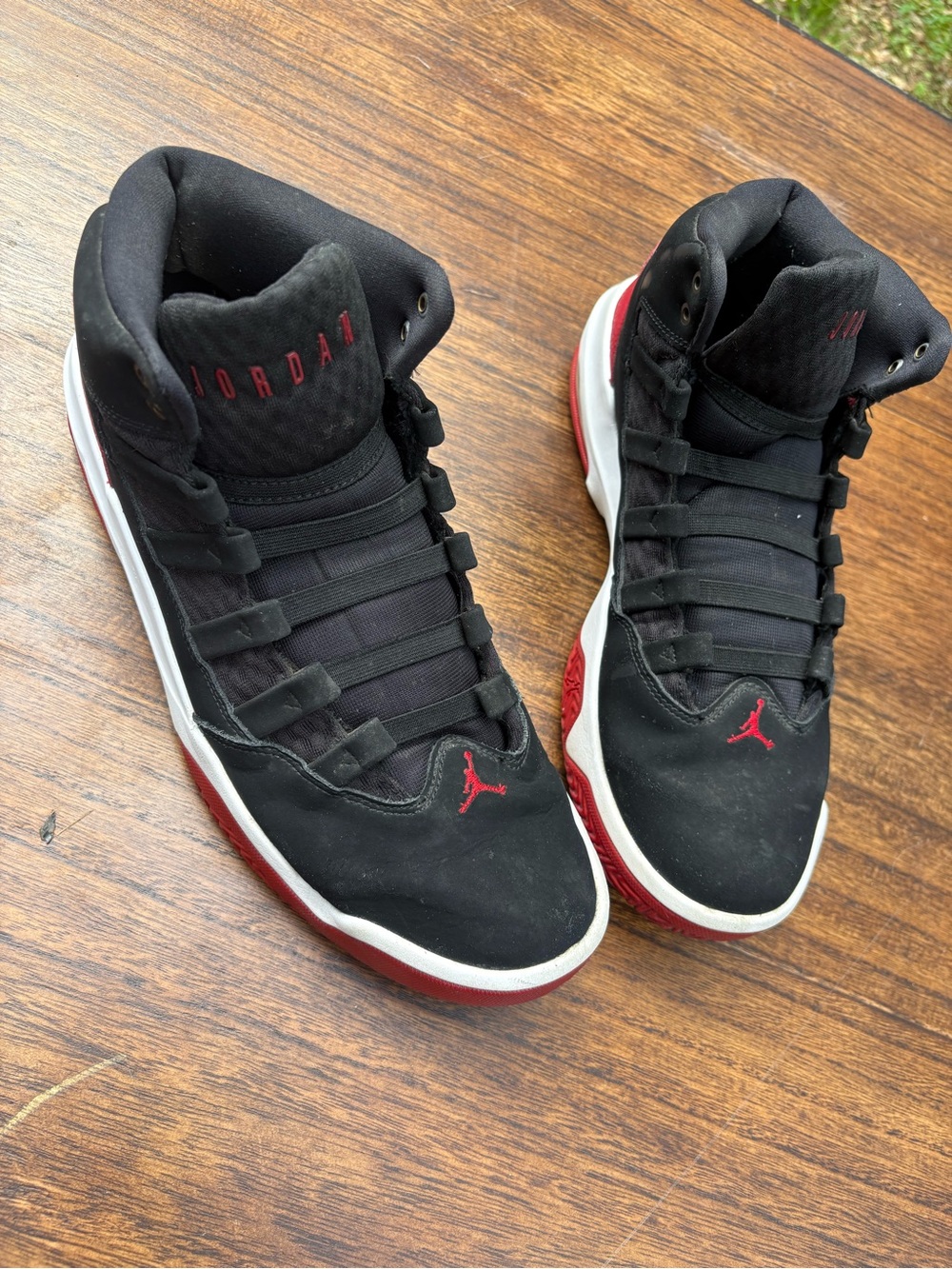 Jordan Black and Red High-Top Basketball Sneakers